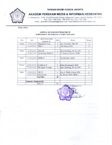 JADWAL SEMESTER IV KELAS A